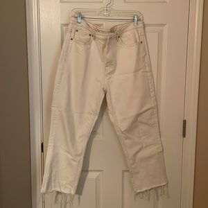 Off white high waisted cropped jeans